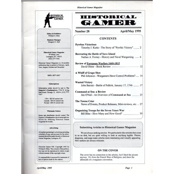 Historical Gamer Magazine April/May 1995 Vol 28 Pyrrhic Victory Falkirk Savo - Picture 2 of 3